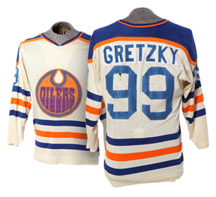Number 5 artifact in the Original Hockey Hall of Fame collection - Wayne Gretzky's rookie jersey Edmonton Oilers