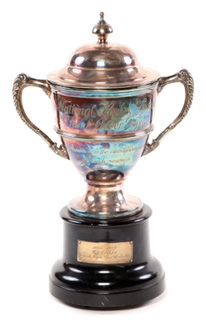 Number 6 artifact in the Original Hockey Hall of Fame collection - Original Calder trophy for rook of the year Sly Apps 1936-37