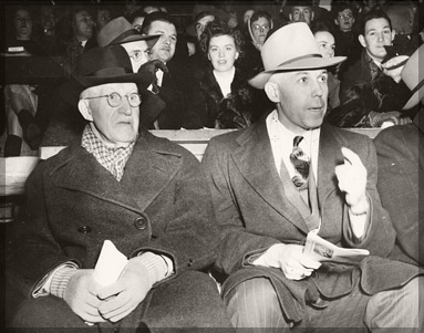 Original Hockey Hall of Fame Founder Captain James T. Sutherland with then NHL President Clarence Campbell - Circa 1947
